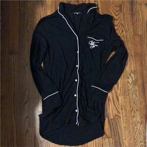 Wildfox Black Pajama Shirt with White Trim